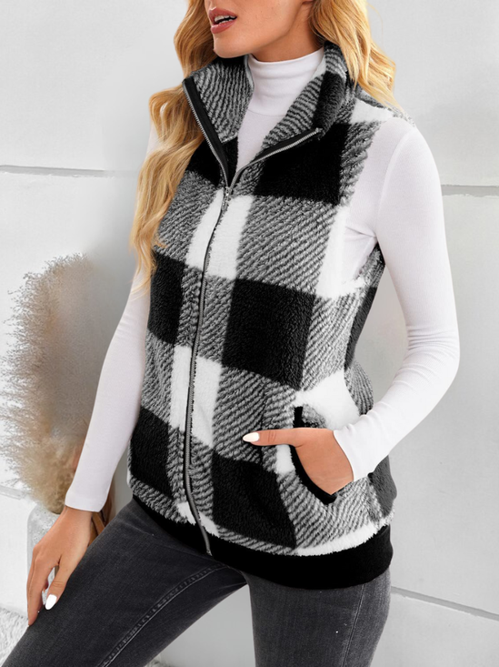 Polyester Cotton Stand Collar Elegant Vest