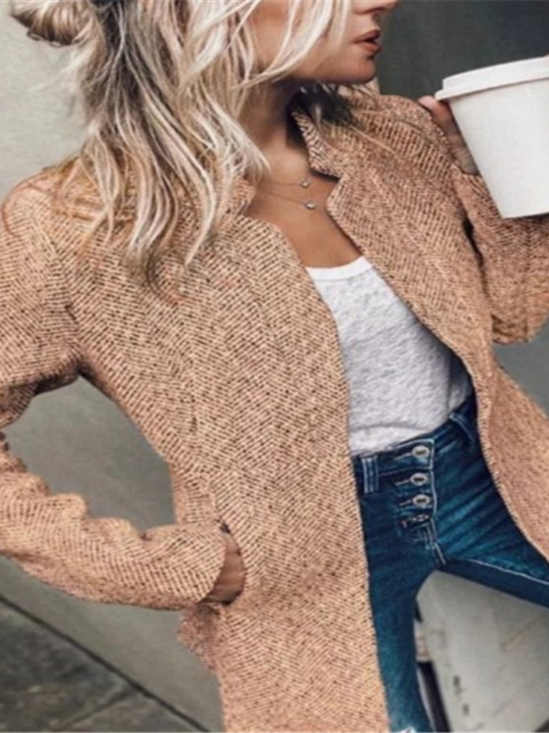 Casual Split Joint Plain Jacket