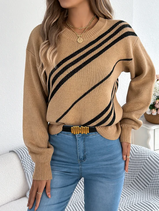 Geometric Regular Fit Casual Sweater