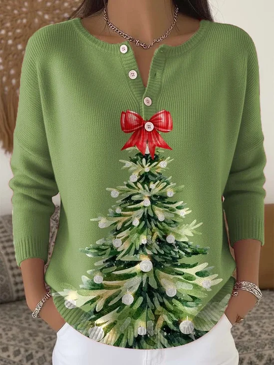 Casual Loose Crew Neck Christmas Sweater