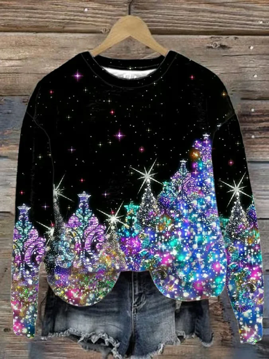 Casual Printing Crew Neck Christmas Sweatshirt