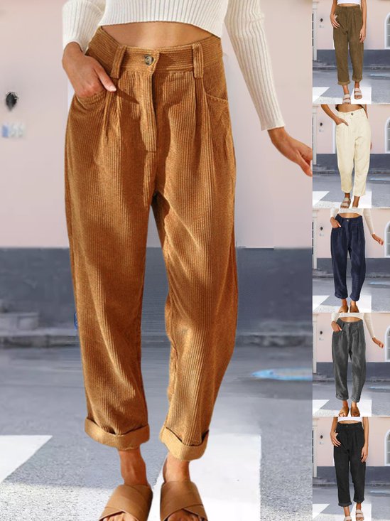 Women's  Elastic Waist H-Line Harem Pants Daily Going Out Pants Yellow Casual Split Joint Plain Spring/Fall Pants