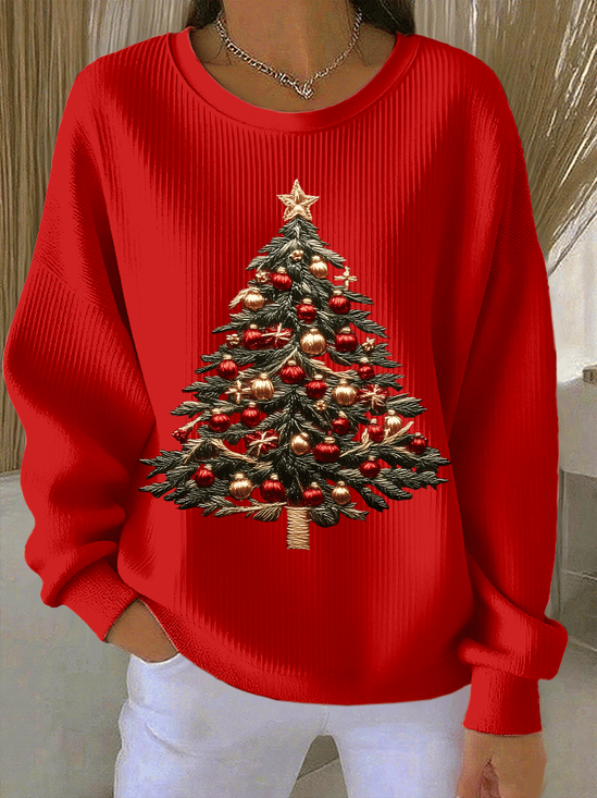 Loose Crew Neck Casual Christmas Sweatshirt