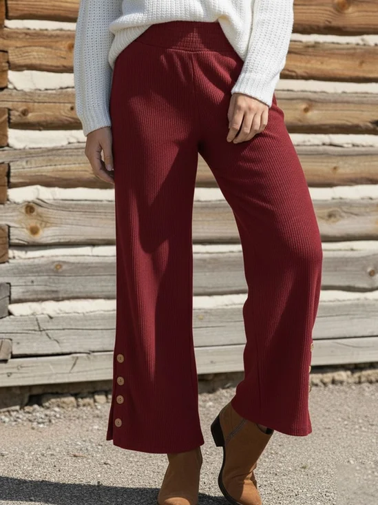 Loose Plain Corduroy Casual Pants