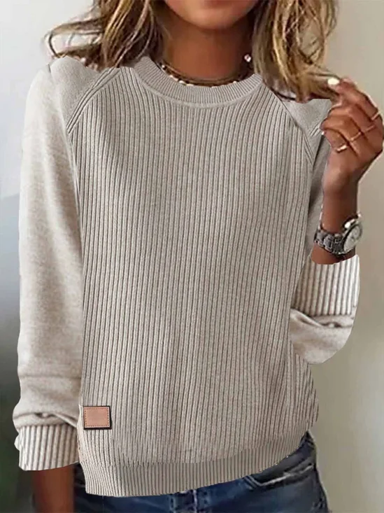Casual Plain Crew Neck Sweater