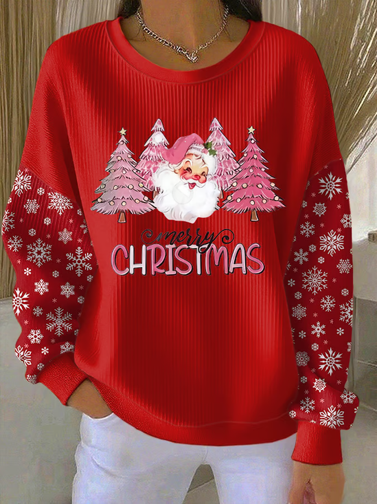 Crew Neck Christmas Printing Casual Sweatshirt