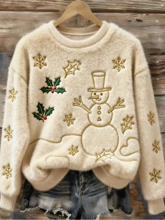 Loose Casual Crew Neck Christmas Sweatshirt