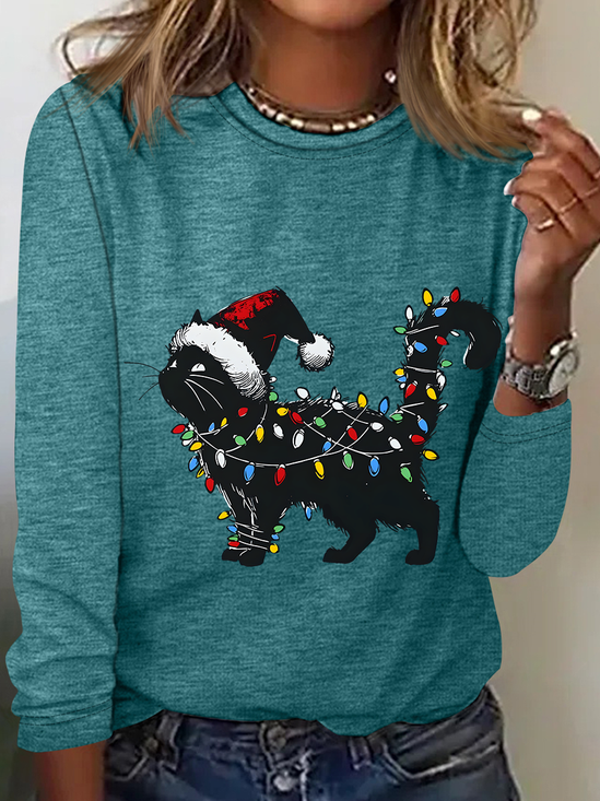 Christmas Cat Long Sleeve Shirt