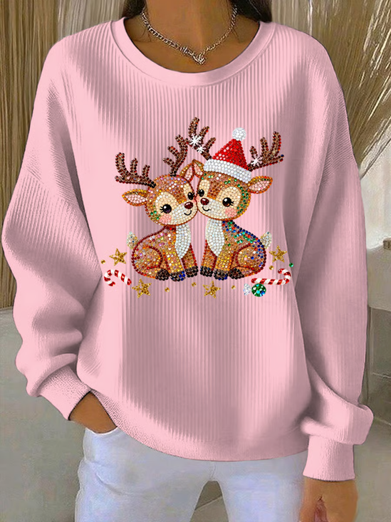 Loose Printing Casual Christmas Sweatshirt