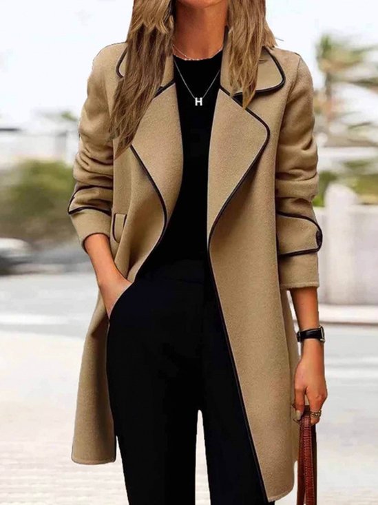 Urban Color Block Lapel Collar Coat