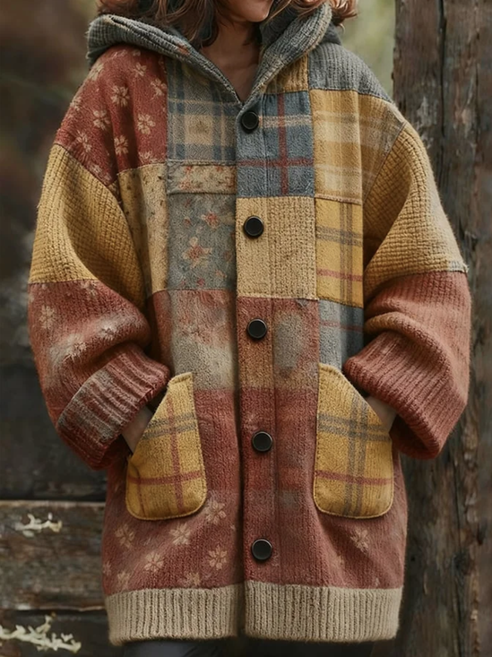 Wool/Knitting Casual Floral Cardigan