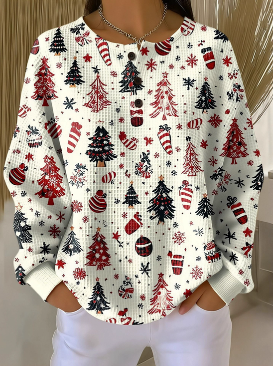 Christmas Crew Neck Loose Casual Sweatshirt