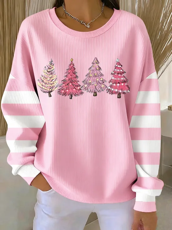 Printing Casual Crew Neck Christmas Sweatshirt