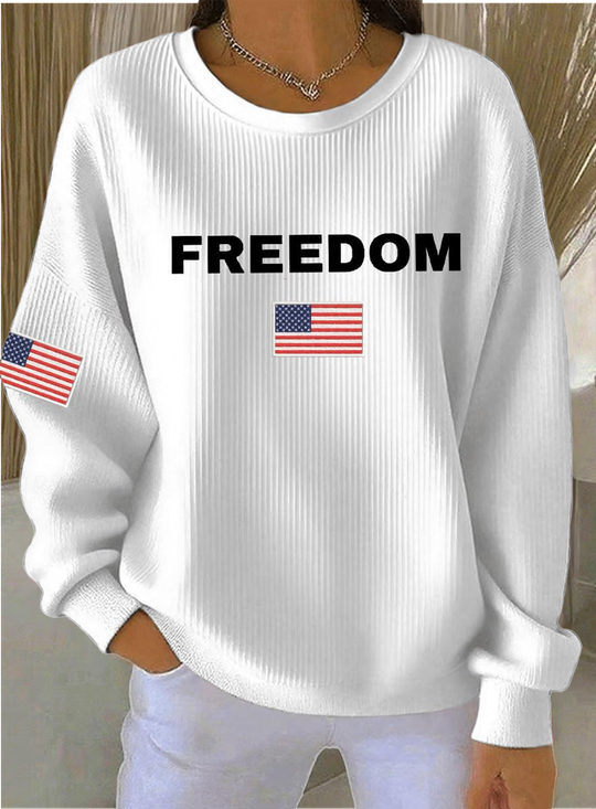 America Flag Simple Crew Neck Sweatshirt