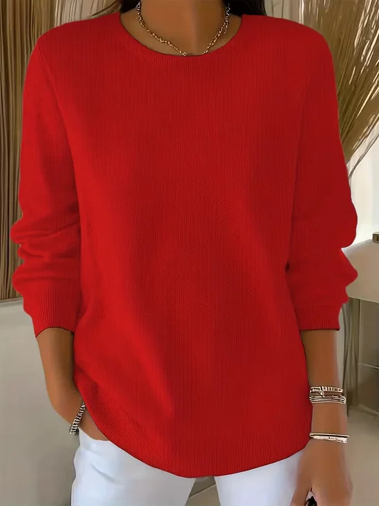 Simple Plain Crew Neck Sweater