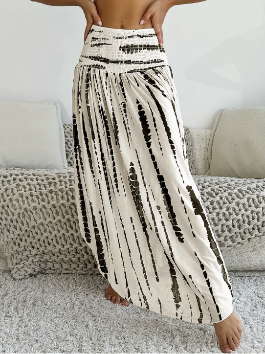 Chevron Print Vacation Smock Casual Maxi Skirt