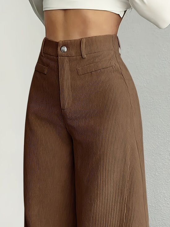 Women's  Elastic Waist H-Line Wide Leg Pants Daily Going Out Pants Deep Brown Casual Split Joint Plain Spring/Fall Pants