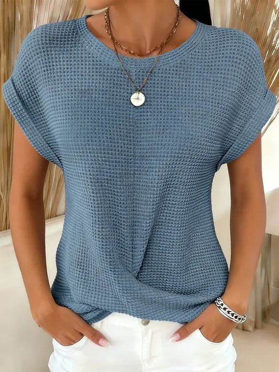 Plain Loose Crew Neck Casual T-Shirt