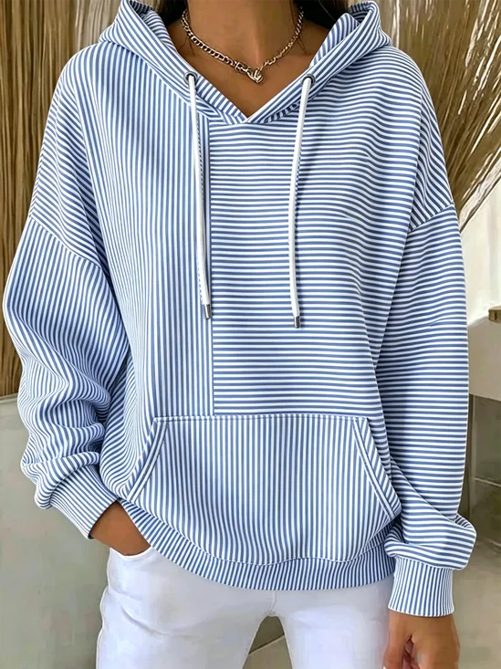 Striped Hoodie Loose Casual Hoodie