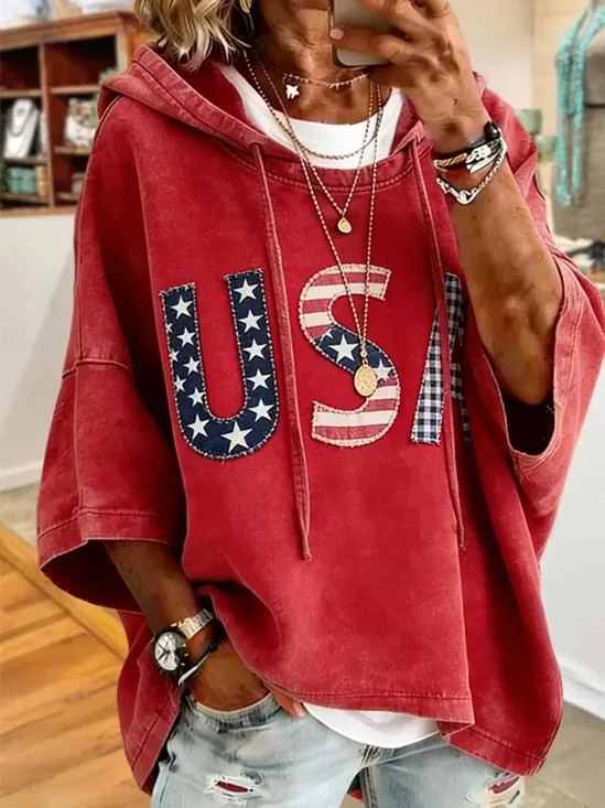 Text Letters Loose Casual Hoodie