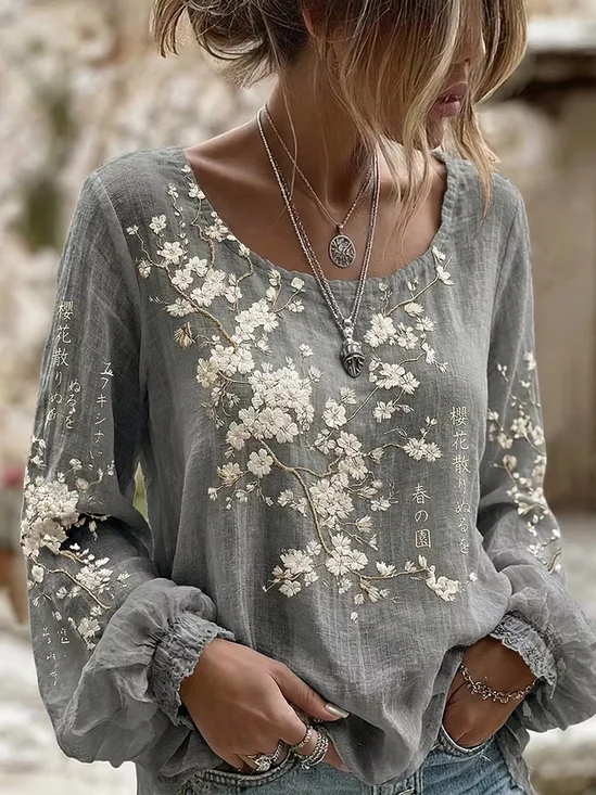 Vintage 3D Printing Loose Blouse