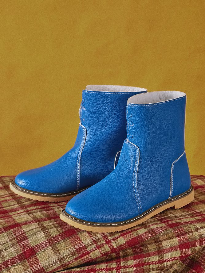 Women Casual PU Snow Boots Full Waterproof Insulated Low Heel Winter Boots