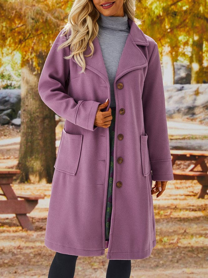 Solid Long Sleeve Cotton-Blend Overcoat