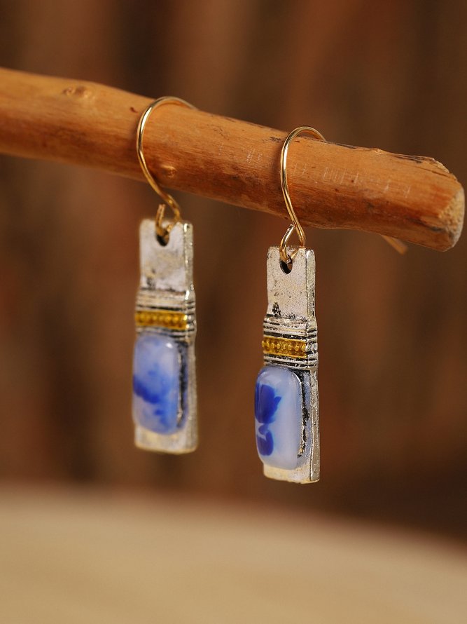 zolucky Woman Fashion Bohemia Blue Alloy Earrings