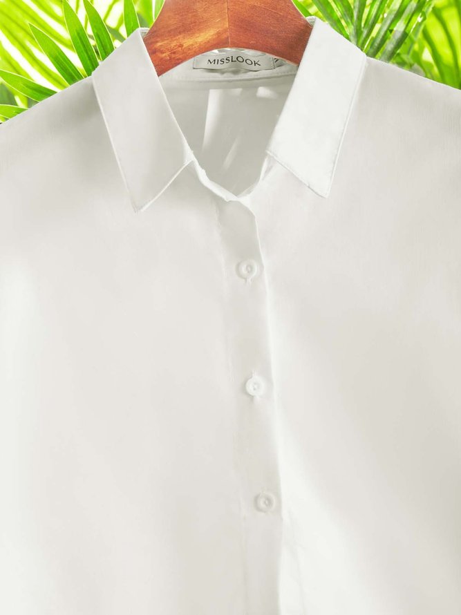 zolucky Women Short Sleeve Linen Casual Blouse