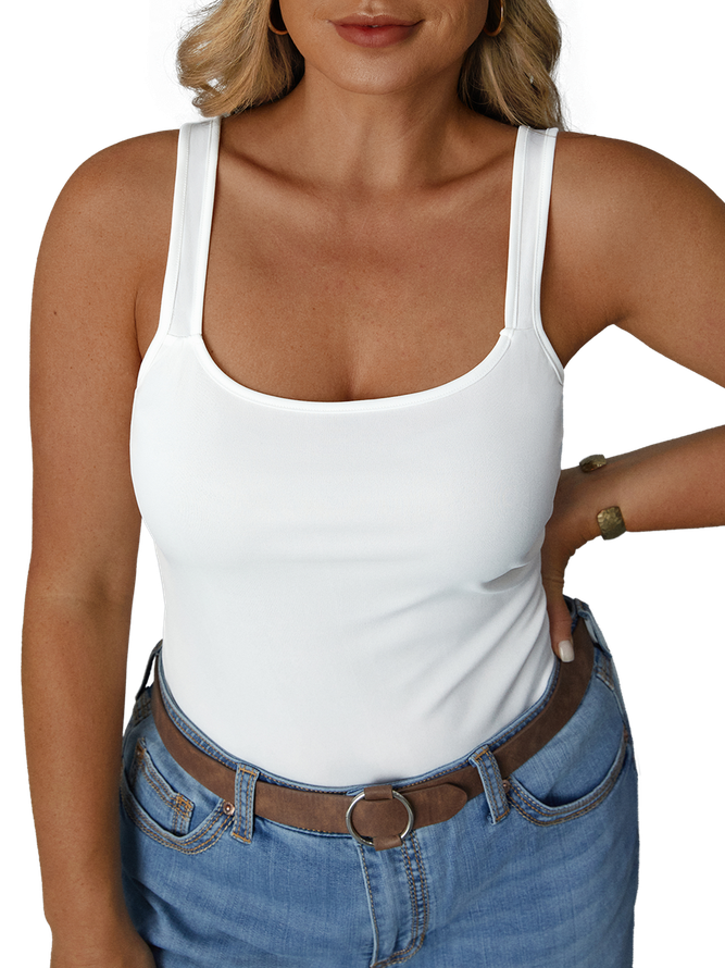 Plus Size Sexy Skinny Solid Sleeveless Knit Tank