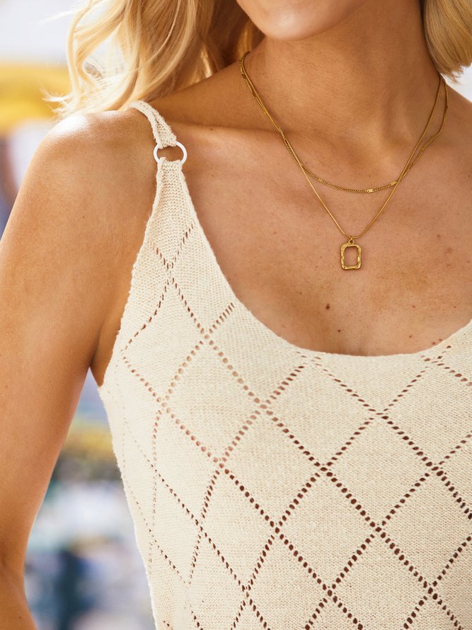 Plain Sleeveless Crew Neck Casual Vests Valentine's Day Top