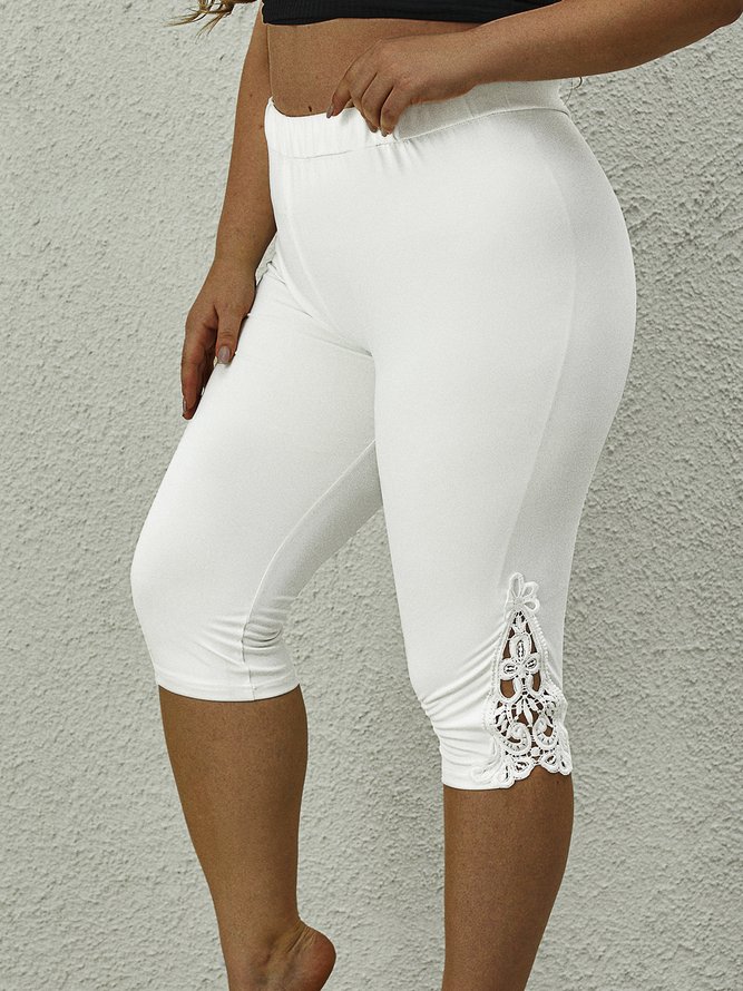 Plus Size Plain Knitted Casual Tight Leggings