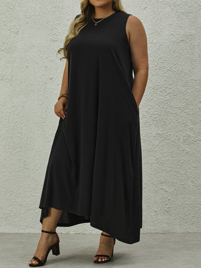 Plus Size Jersey Crew Neck Casual Loose Dress