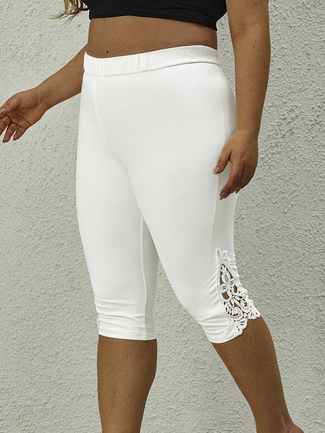 Plus Size Plain Knitted Casual Tight Leggings