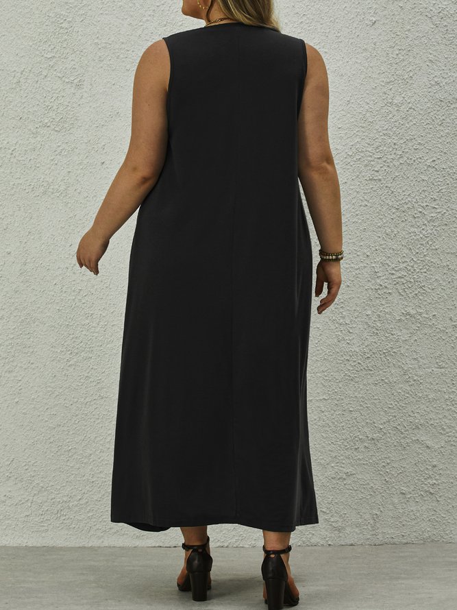 Plus Size Jersey Crew Neck Casual Loose Dress
