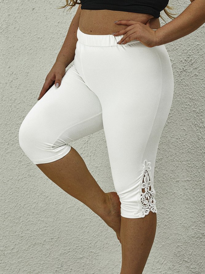 Plus Size Plain Knitted Casual Tight Leggings