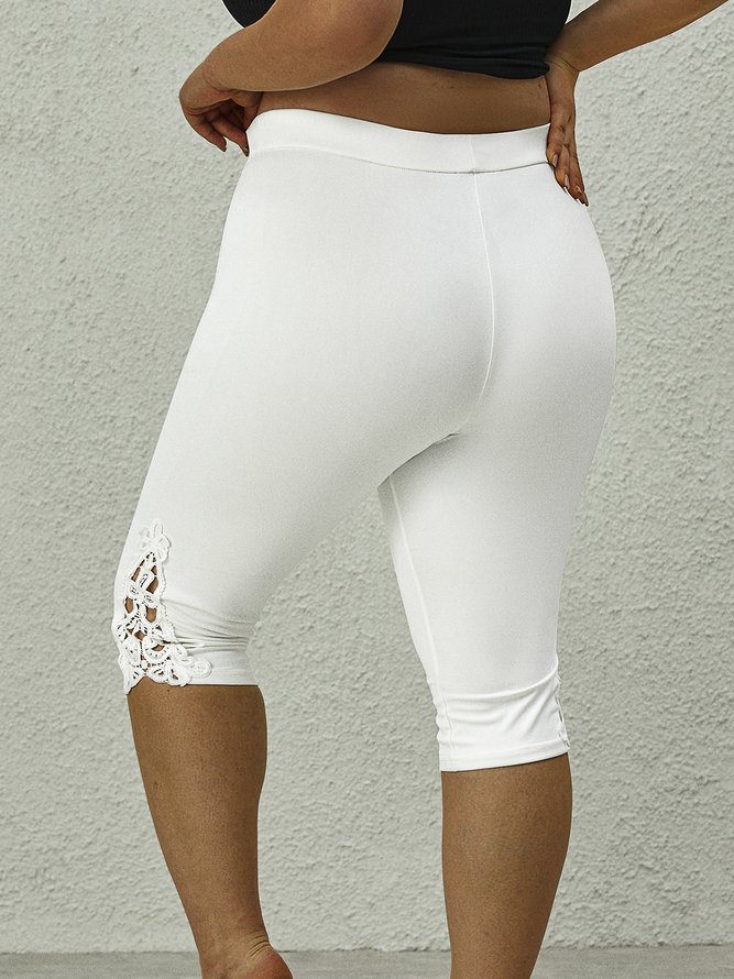 Plus Size Plain Knitted Casual Tight Leggings