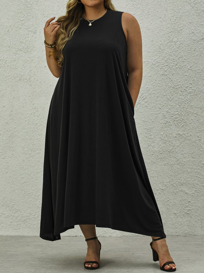 Plus Size Jersey Crew Neck Casual Loose Dress