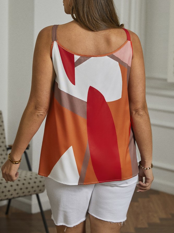 Plus Size Elegant Grommets Color Block Cami