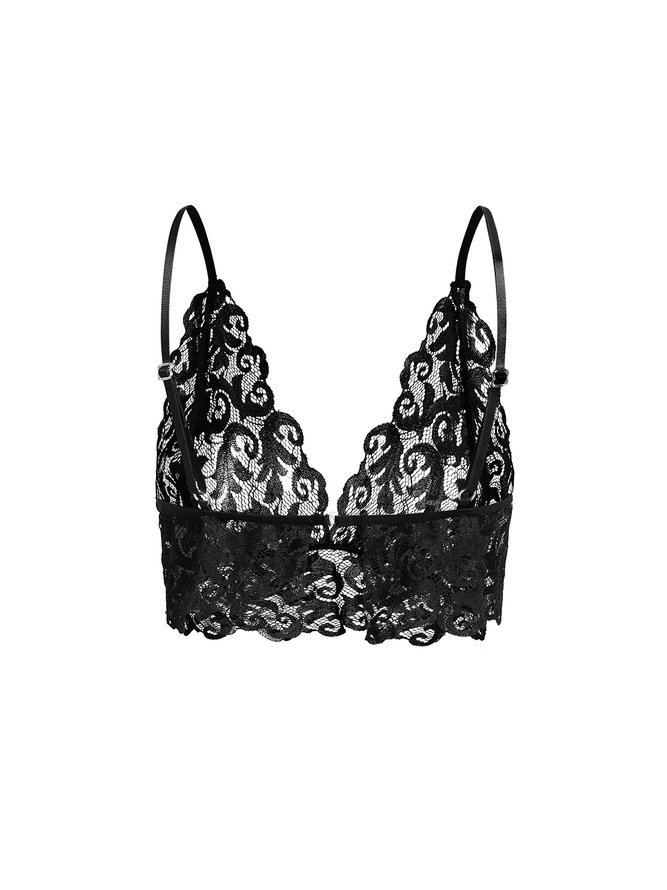 Women Sexy Plain All Season V neck Holiday Lace 3/4 Cup Gallus Bra Wirefree Bra