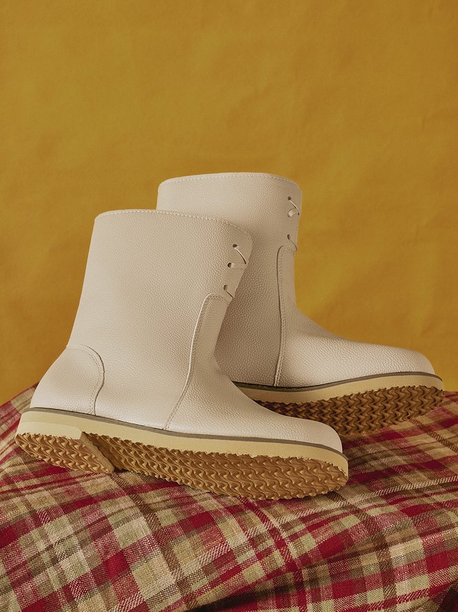 Women Casual PU Snow Boots Full Waterproof Insulated Low Heel Winter Boots