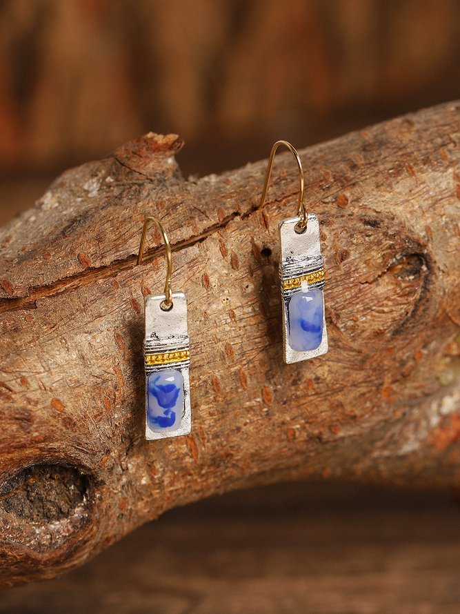 zolucky Woman Fashion Bohemia Blue Alloy Earrings