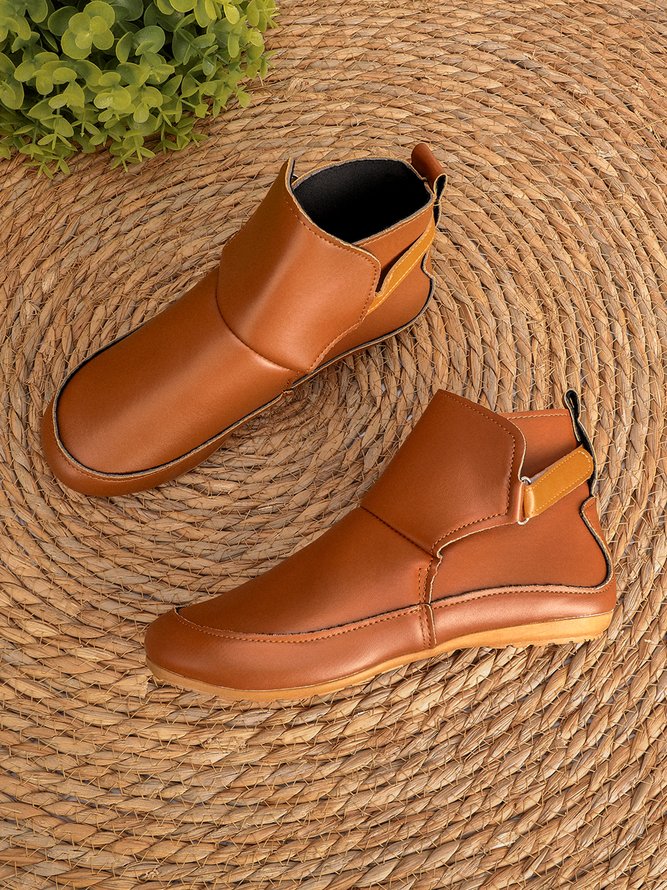 zolucky Women Casual Green Daily Adjustable Soft Leather Booties