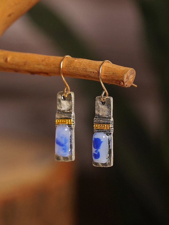 zolucky Woman Fashion Bohemia Blue Alloy Earrings
