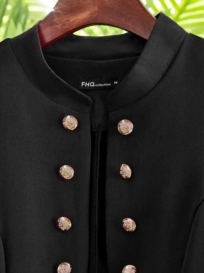 Zolucky Women Urban Loosen Stand Collar Long Sleeve Jacket
