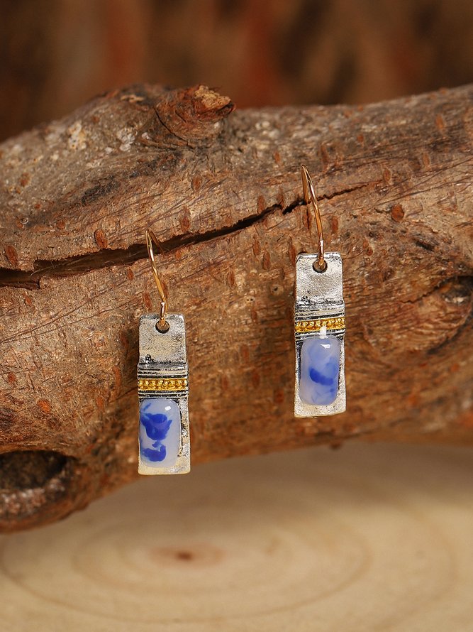 zolucky Woman Fashion Bohemia Blue Alloy Earrings