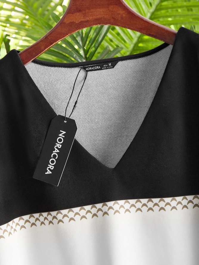 V neck Casual Striped Sweatshirt