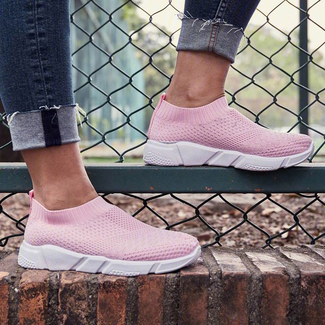 breathable elastic cloth sneakers platform slip on sneakers