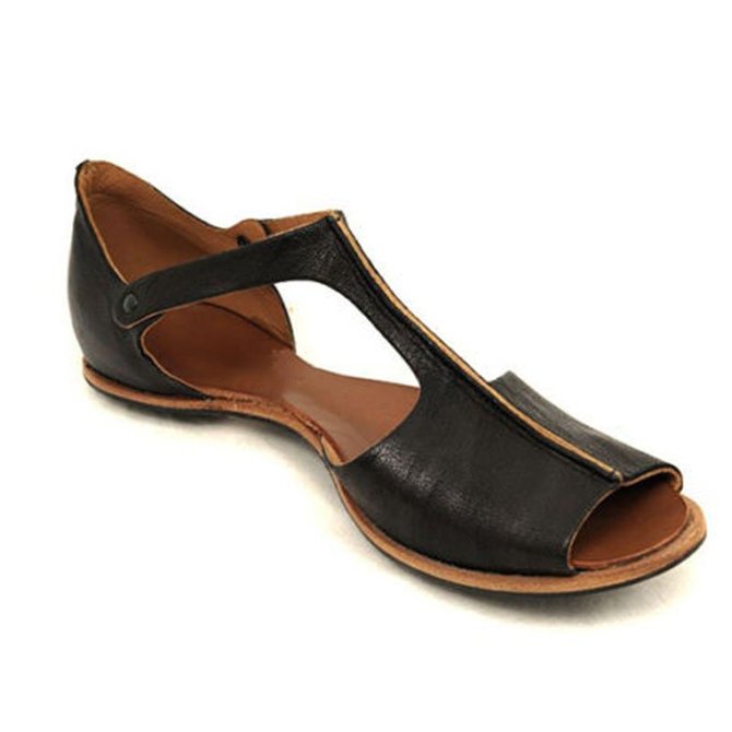 peep toe black flat sandals