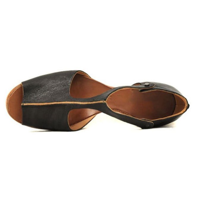 peep toe black flat sandals